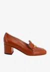Bally Obrien 50mm Logo-plaque Leather Pumps In Brown