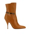 Bally Odeya Leather Ankle Boots With Pointed Toe And Stiletto Heel In Brown