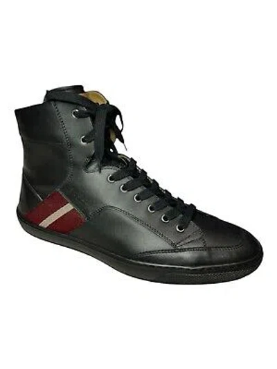 Pre-owned Bally Oldani Men's 6227952 Black High-top Leather Sneakers Msrp $600