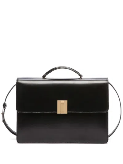 Bally Ollam Patent-leather Crossbody Bag In Black
