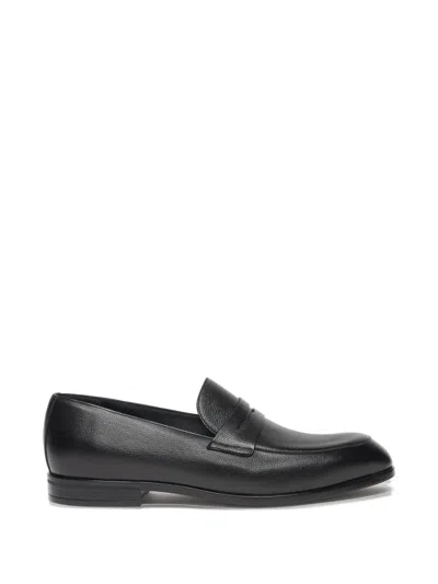 Bally Onizy Grained Leather Loafers In Black