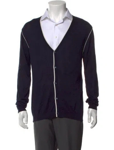 Pre-owned Bally Open Front Long Sleeve Cardigan In Blue