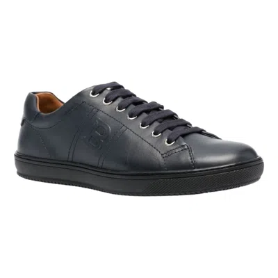 Bally Orivel Men's 6240302 Navy Leather Sneaker In Grey