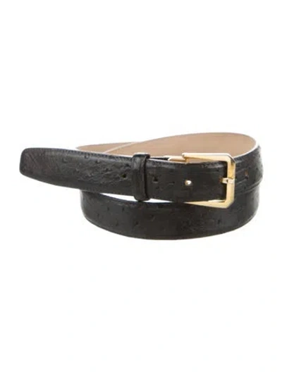 Pre-owned Bally Ostrich Belt In Black