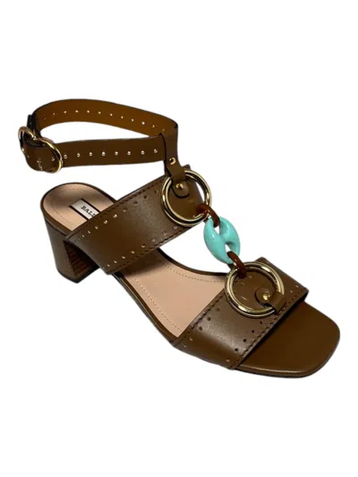 Bally Otta 6225837 Ladies Ring-embellished Perforated Leather Sandals In Brown