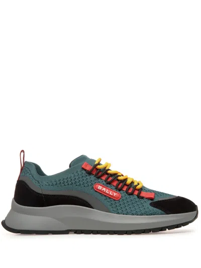 Bally Outline Mesh Logo-patch Sneakers In Green