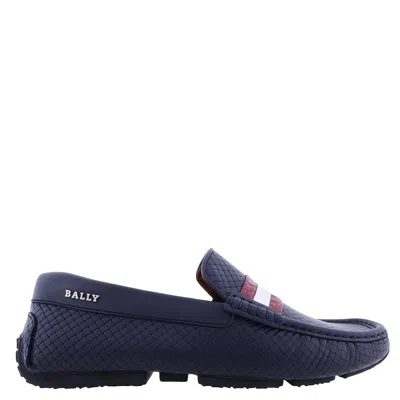 Bally Pacos Calf Embossed Drivers In Blue