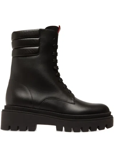 Bally Padded-collar Lace-up Boots In Black