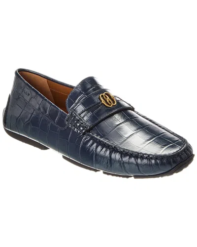 Bally Paklys Croc-embossed Leather Loafer In Blue