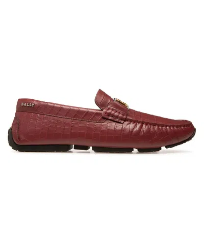 Bally Palan 6300826 Men's Heritage Red Calf Embossed Leather Loafers