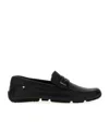 Bally Round Toe Textured Leather Loafers With Rubber Sole In Black