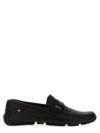 Bally Round Toe Textured Leather Loafers With Rubber Sole In Black