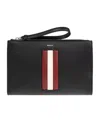 Bally Color Block Leather Rectangular Clutch Bag In Black