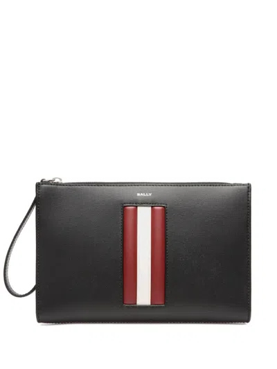 Bally Color Block Leather Rectangular Clutch Bag In Black