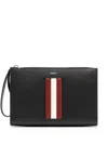 Bally Color Block Leather Rectangular Clutch Bag In Black