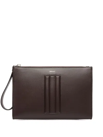 Bally Panel-detail Leather Clutch Bag In Brown