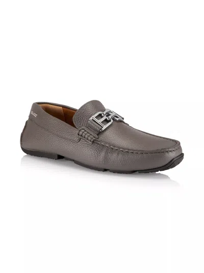 Bally Men's Leather Logo Loafers In Dark Mineral 22