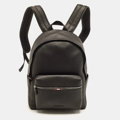 Pre-owned Bally Parton Black Saffiano Leather Backpack