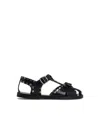 Bally Black Calfskin Leather Sandals With Metal Trim And Buckle Closure In Black