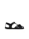 Bally Black Calfskin Leather Sandals With Metal Trim And Buckle Closure In Black