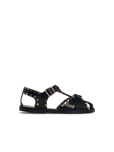BALLY PASELY BLACK LEATHER SANDALS
