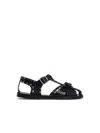 Bally Black Calfskin Leather Sandals With Metal Trim And Buckle Closure In Black