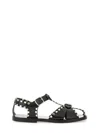 Bally Black Calfskin Leather Sandals With Metal Trim And Buckle Closure In Black