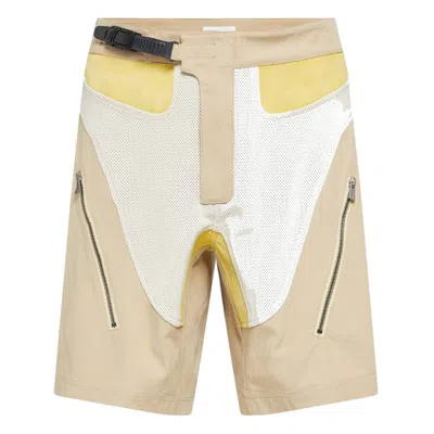 Bally Patched Panelled Buckle Cotton Shorts In Neutral
