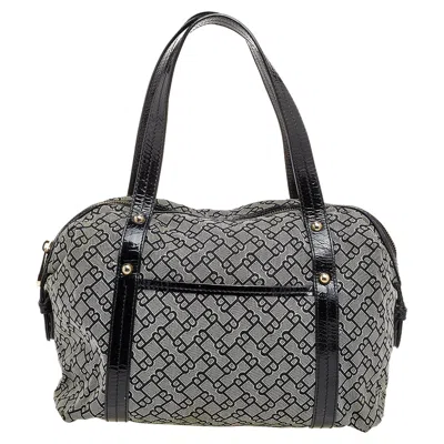 Bally Patent Leather And Canvas Satchel In Grey