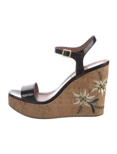 Pre-owned Bally Patent Leather Floral Print Sandals