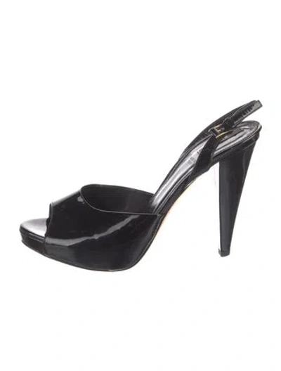 Pre-owned Bally Patent Leather Slingback Sandals In Black