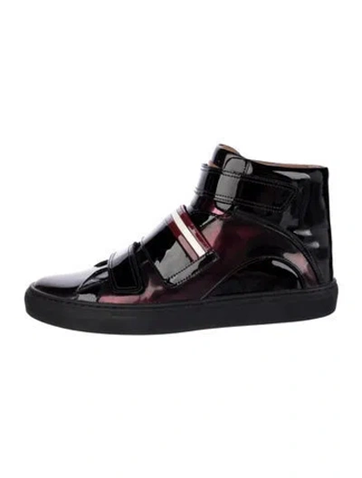 Pre-owned Bally Patent Leather Striped Boots In Black