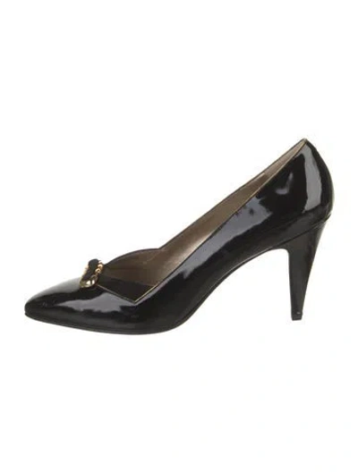 Pre-owned Bally Patent Leather Studded Accents Pumps In Black