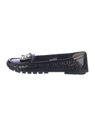 Pre-owned Bally Patent Leather Tweed Pattern Loafers In Blue