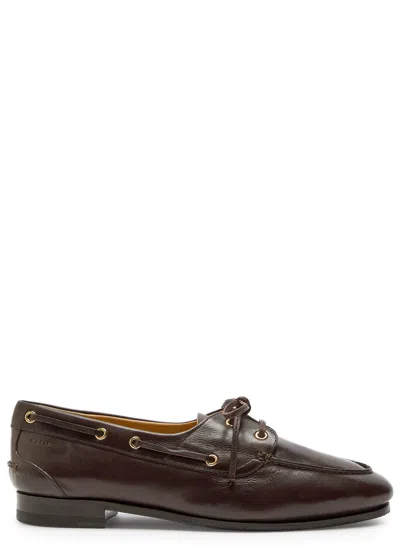 Bally Pathy Glossed Leather Loafers In Brown