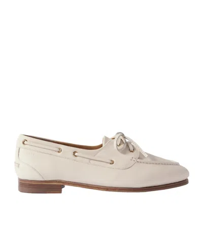 Bally Pathy Leather Boat Shoes In White