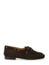 Bally Cedar Brown Leather Moccasins With Panelled Design And Lace-up Detail