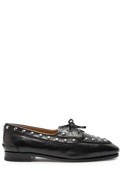 BALLY BALLY PATHY STUDDED GLOSSED LEATHER LOAFERS