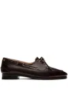 Bally Pointed Toe Flats With Gold-tone Lace-up Detailing In Black