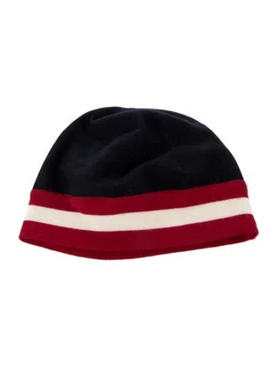Pre-owned Bally Pattern Print Merino Wool Knit Beanie In Blue