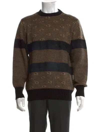 Pre-owned Bally Patterned Crew Neck Pullover In Brown