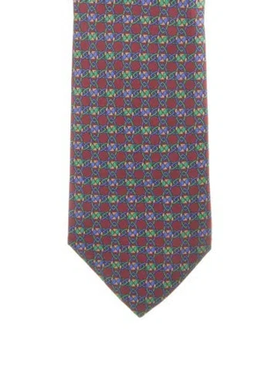 Pre-owned Bally Patterned Silk Tie In Brown