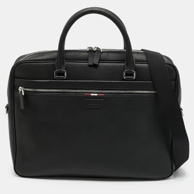 Pre-owned Bally Pauly Black Soft Saffiano Leather Briefcase