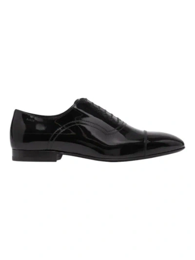 Bally Almond-toe Patent-finish Derby Shoes In Black