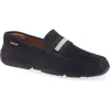Bally Striped Round Head Loafers In Blue/navy Suede