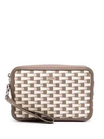 Bally Pennant Clutch Bag In Brown