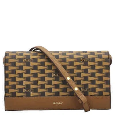Pre-owned Bally Pennant Continental Mini Crossbody Bag Wll009 Tp046 I8d4o In Desert Brown