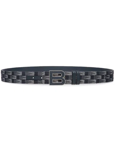 Bally Pennant-jacquard Buckled Belt In Blue