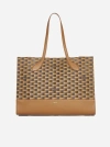 BALLY PENNANT LEATHER AND MONOGRAM CANVAS TOTE BAG