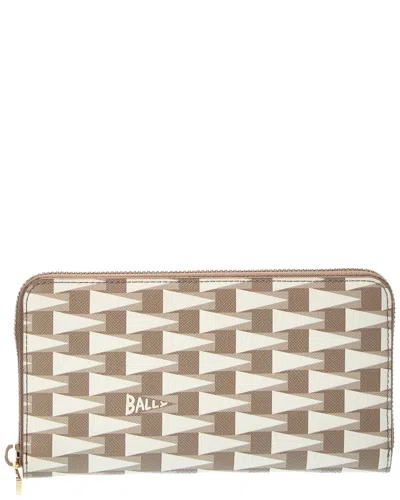Bally Pennant Leather Zip Around Wallet In Multi